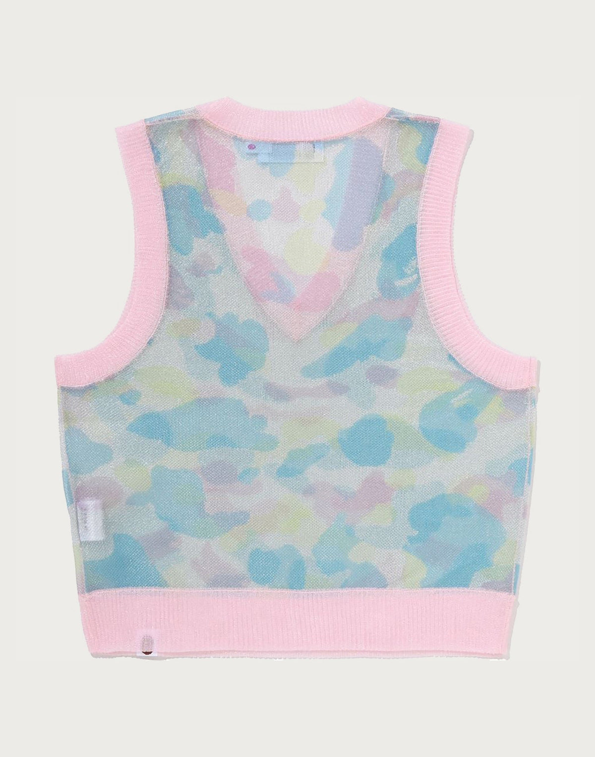 NEW MULTI CAMO METALLIC CROPPED KNIT VEST LADIES