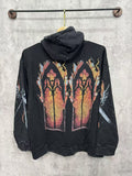 WHO DECIDES WAR Gothic Stained Glass Graphic Hoodie Unisex Oversized Streetwear Pullover