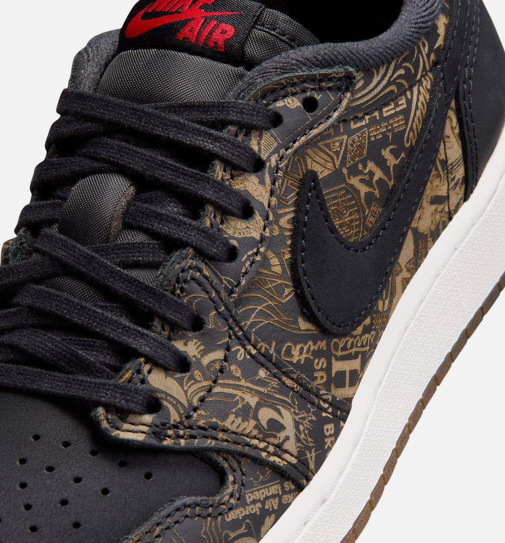 Air Jordan 1 Retro Low OG Laser Black And Varsity Red Grade School Shoes - Black Varsity Red White