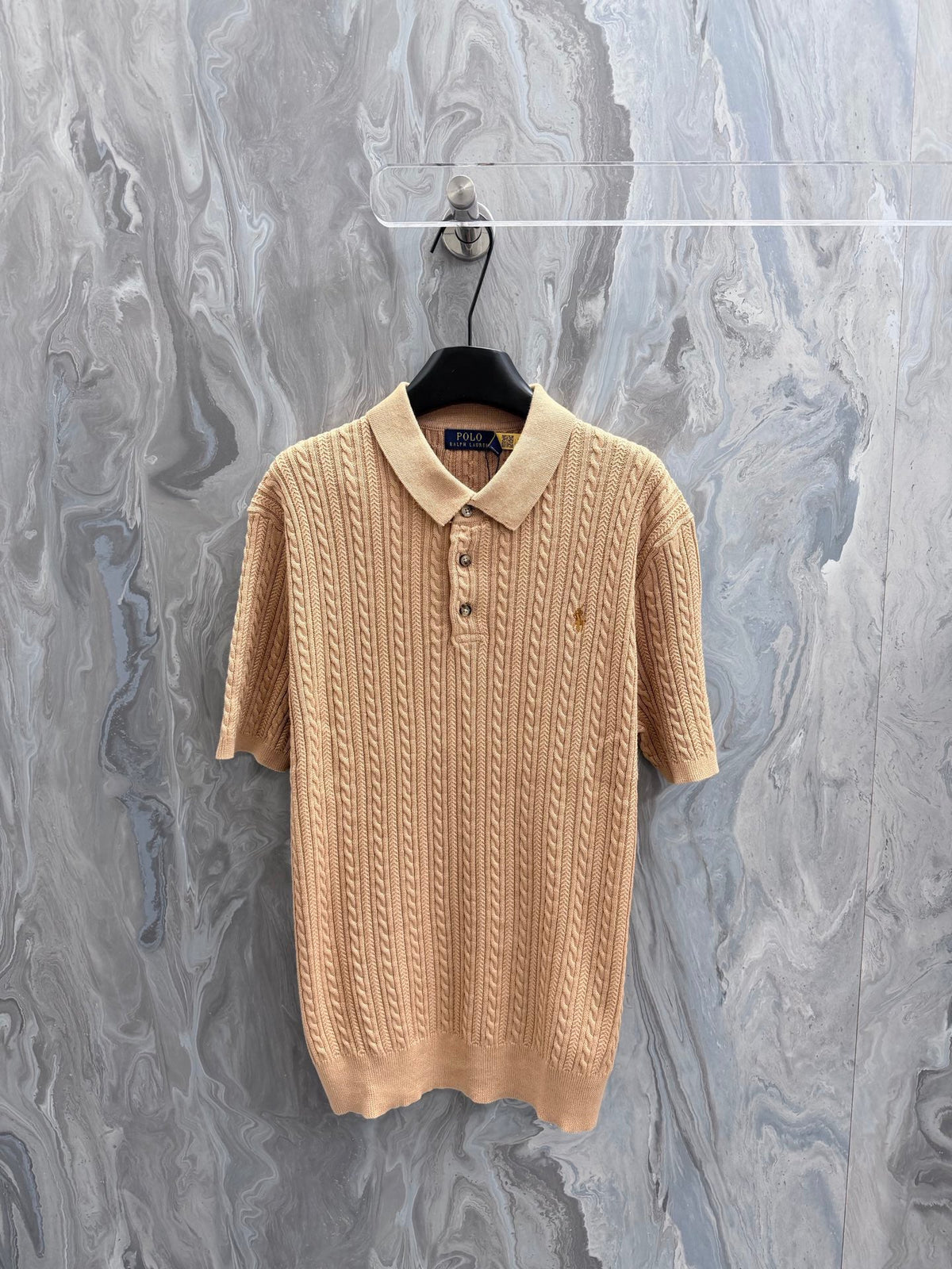 Ralph Lauren Men's Cable‑Knit Short‑Sleeve Polo Shirt