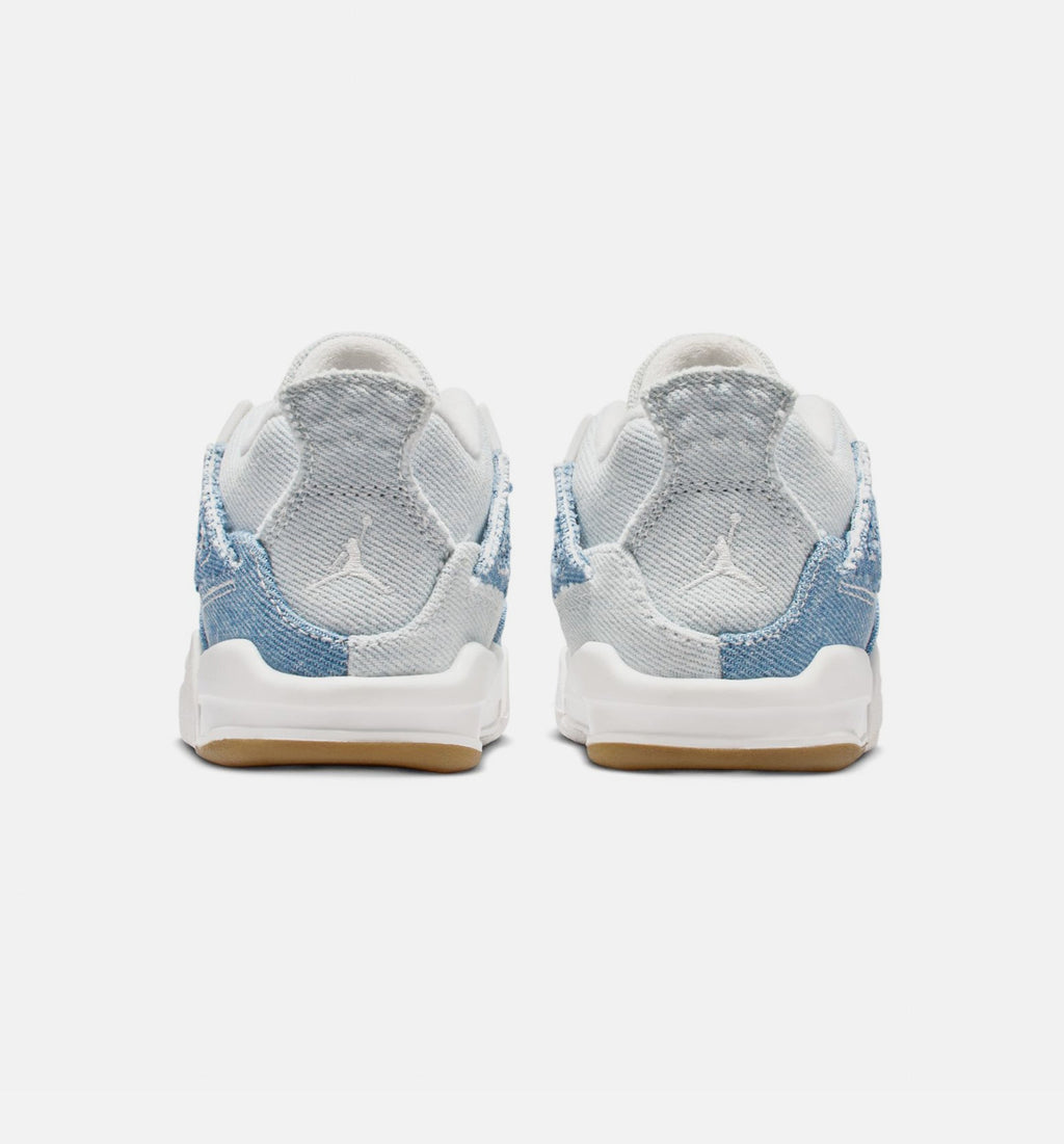 Air Jordan 4 Retro 'Worn Blue' - Infant/Toddler Lifestyle Sneaker (Sail/Worn Blue/Metallic Gold)