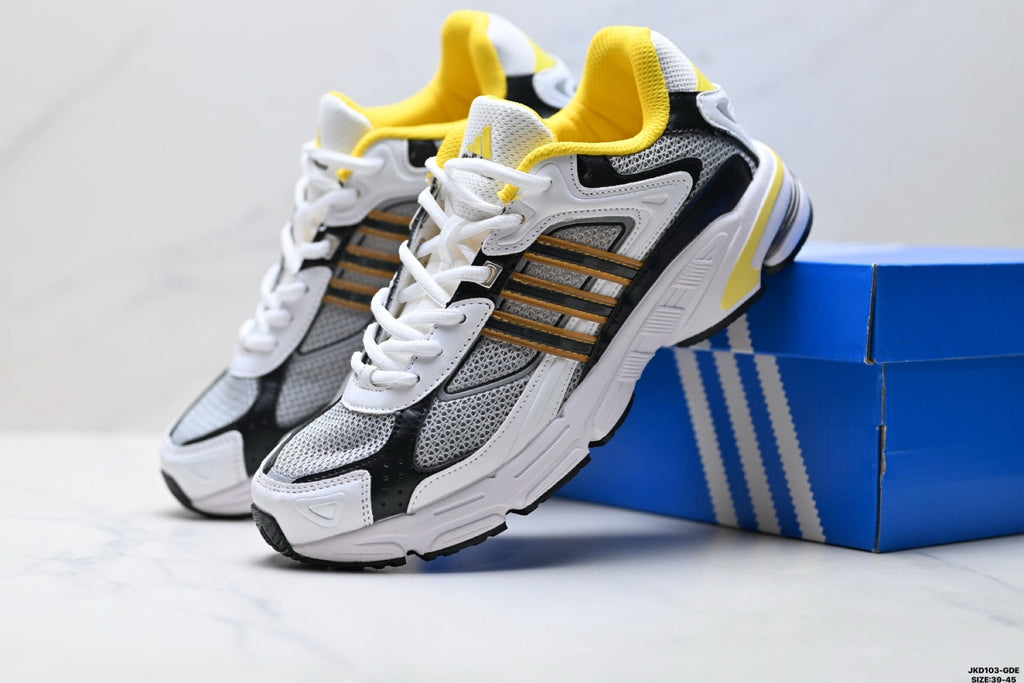 Adidas K81801550 Men's Running Shoes - White/Black/Yellow