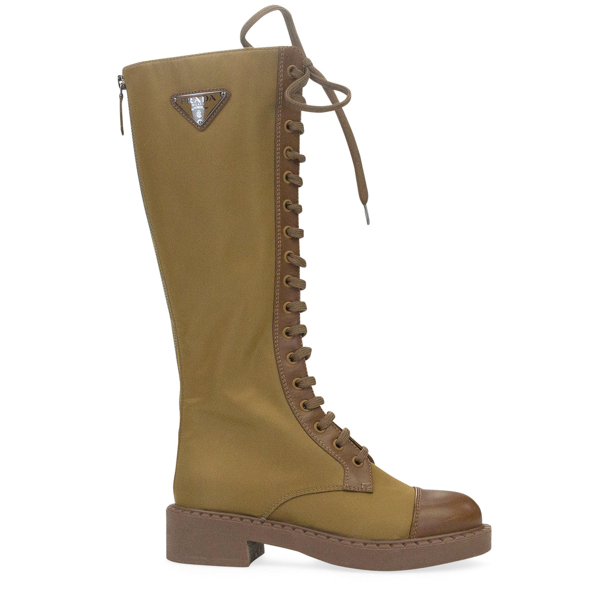 COMBAT LOGO TALL BOOTS BROWN KNEE-HIGH BOOTS