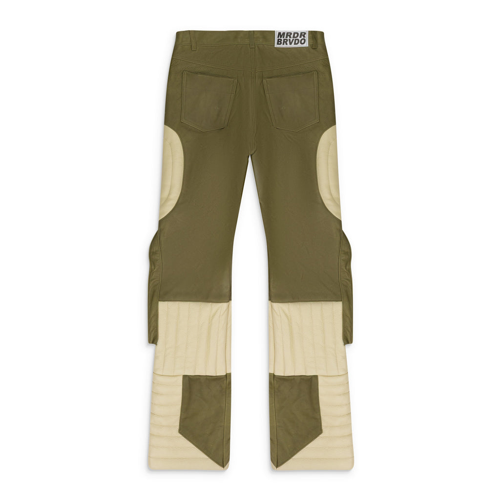 TAN RAISED WINDOW (LEATHER) PANTS