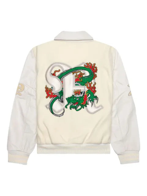 Awake NY dragon-embroidered varsity jacket