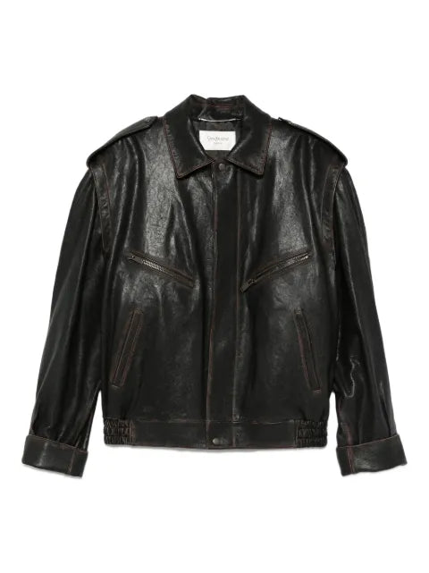 Saint Laurent leather zip-fastening jacket