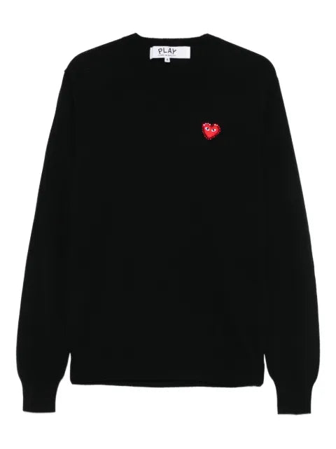 Comme Des Garçons Play emblem rhinestone-heart sweater
