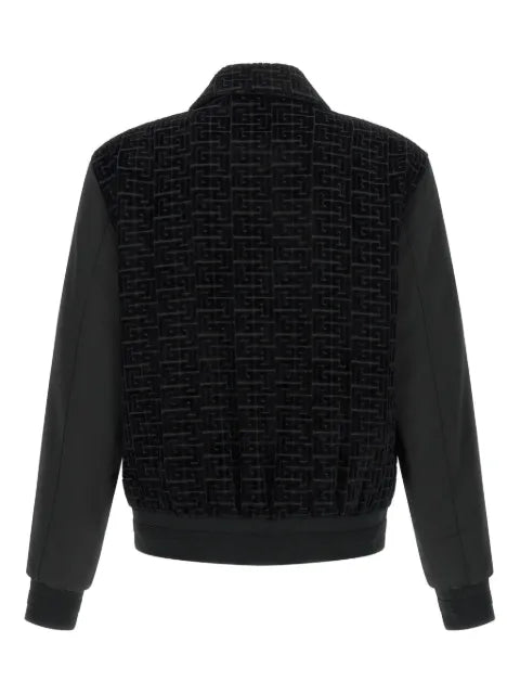 Balmain logo-pattern bomber jacket
