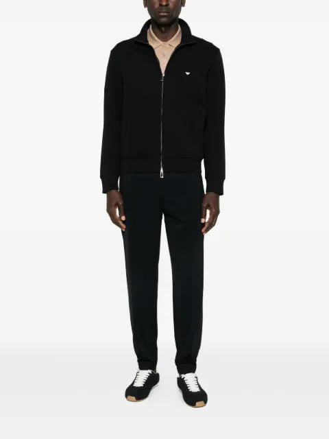 Emporio Armani full-zip sweatshirt in double jersey with micro eagle embroidery