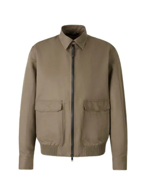 Brioni patch-detail zip-up jacket