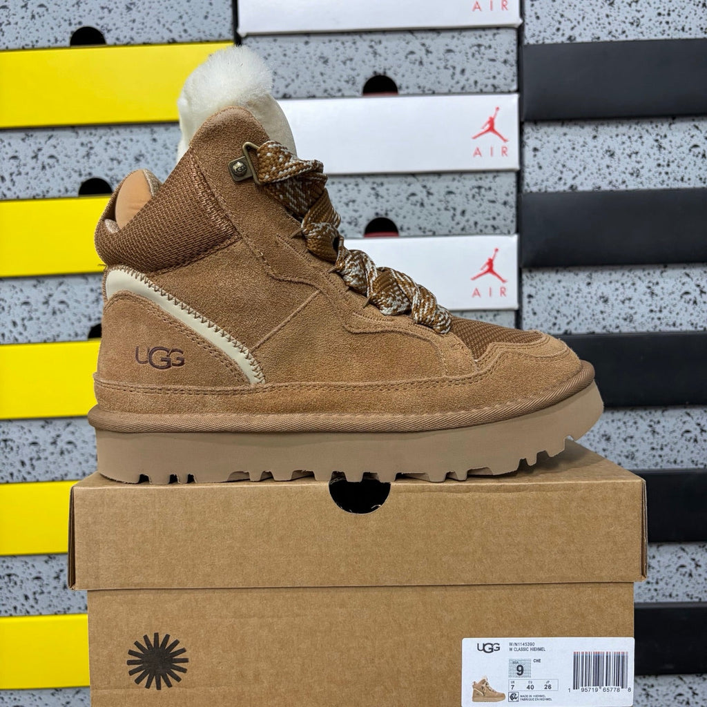 UGG Classic Hiker Women's Boot – Suede & Textile Hiker Boot with Shearling Lining, Braided Rope Lace & Classic Sunburst Sole in Chestnut