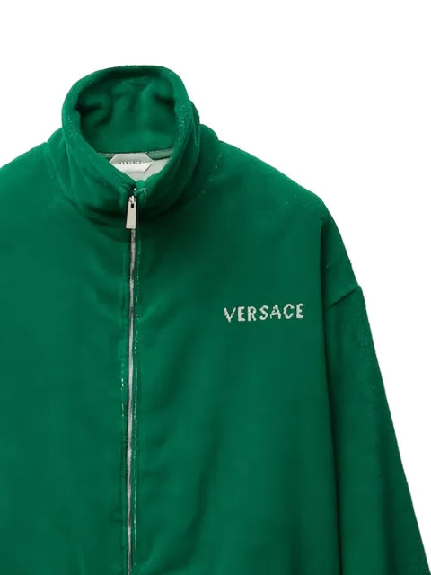 Versace cotton-terry jacquard zip sweatshirt
