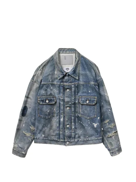 Junya Watanabe MAN paint-splatter distressed denim jacket