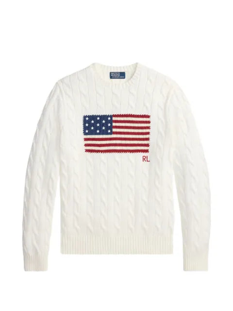 Polo Ralph Lauren cable-knit flag-motif sweater