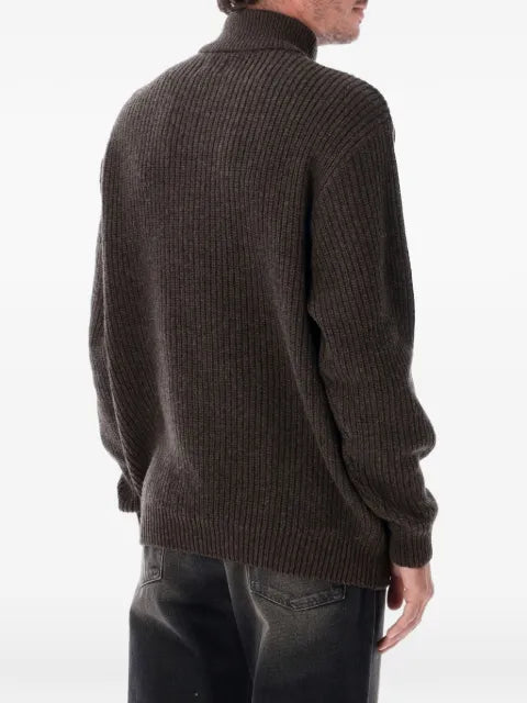 colorful standard ribbed-knit half-zip sweater
