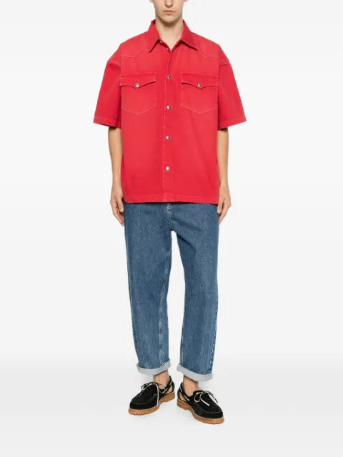 7 For All Mankind logo-patch short-sleeve overshirt