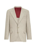 Brunello Cucinelli mouliné virgin wool twill deconstructed blazer with large peak lapels