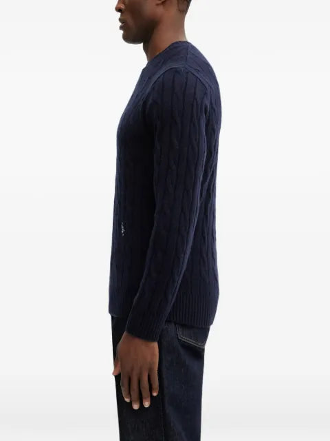 Sporty & Rich cable-knit embroidered-logo sweater