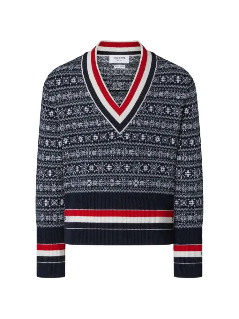 Thom Browne cashmere jacquard snowflake pullover