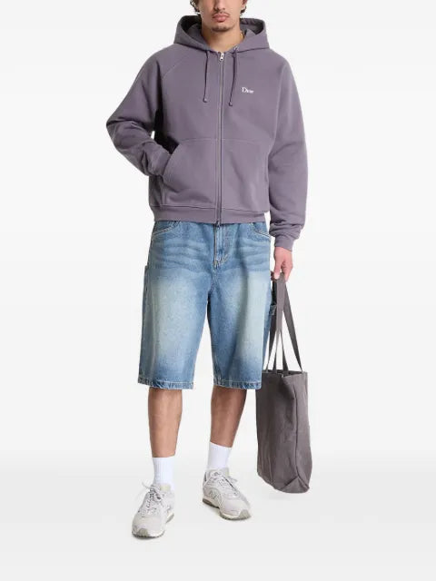 dime logo-embroidered zip-up hoodie