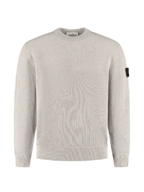 Stone Island logo-patch ribbed-knit sweater