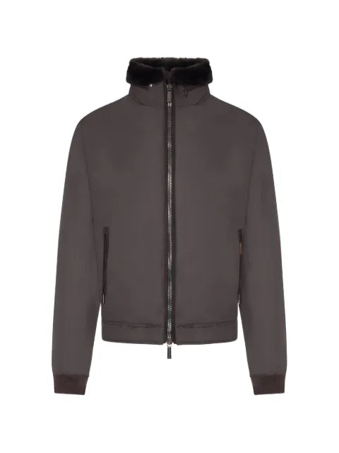 Moorer shearling-collar zip-up jacket