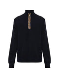 Burberry Check trim wool half-zip sweater