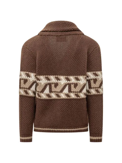 RAKKI jacquard-knit shawl-collar cardigan