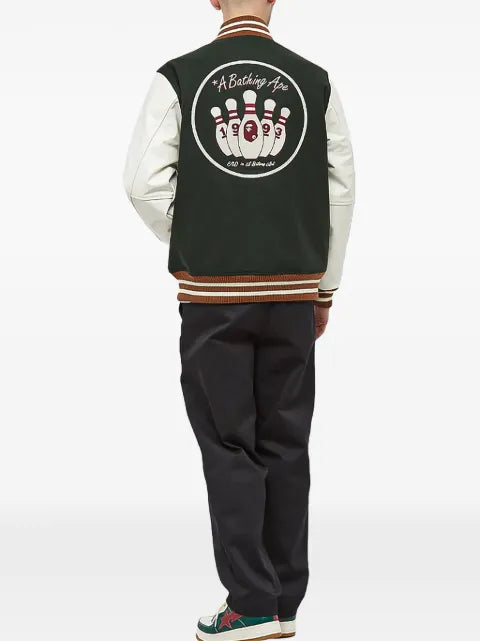 A BATHING APE® x END. Bowling Pins bomber jacket
