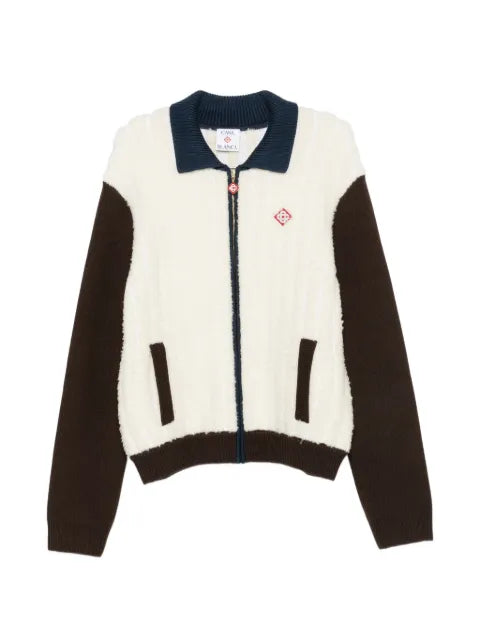 Casablanca logo-patch zip-up sweater