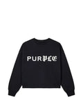 Purple Brand Half & Half logo-print raw-cut sweater