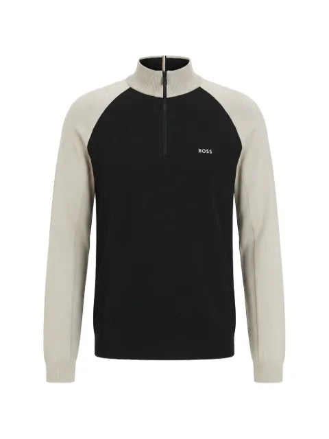BOSS color-blocked sweater with zipper neck