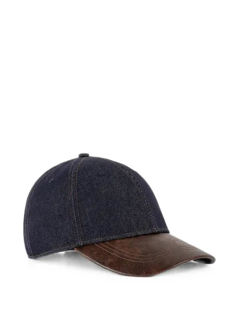 Manière De Voir Ellis Jeans-leather-brim baseball cap
