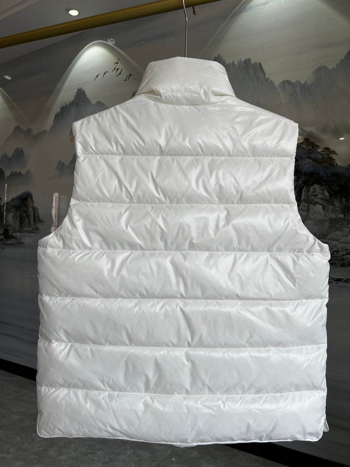 Moncler Puffer Vest in White with Glossy Finish