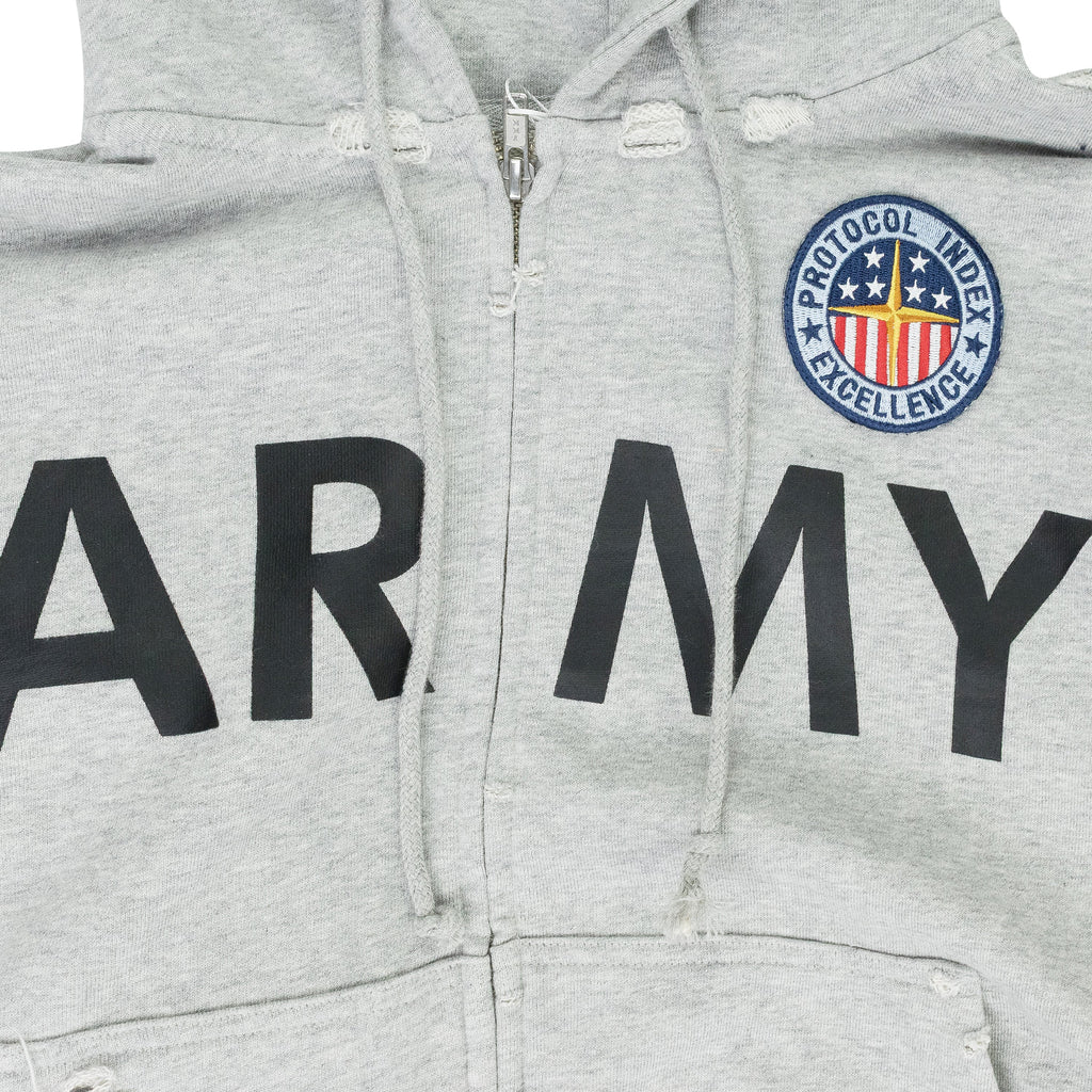Melange Grey Reconstructed Zip Hoodie
