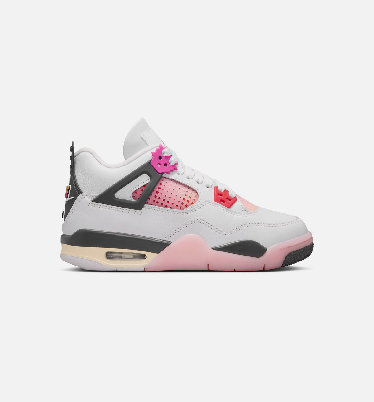 Air Jordan 4 Retro Comic Big Kids' Lifestyle Shoes - Off White/Fire Pink/Anthracite