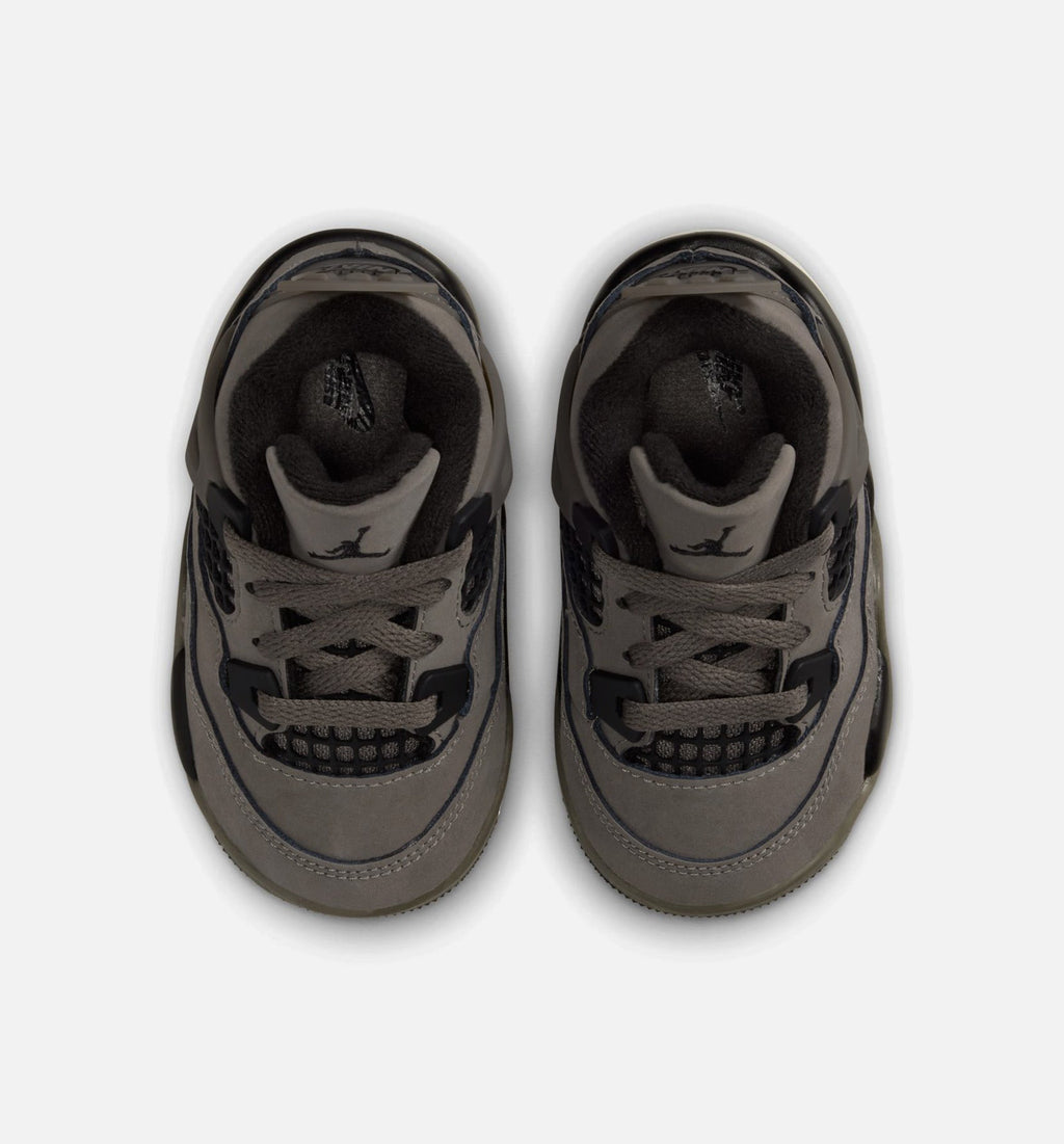 Air Jordan 4 Retro Cave Stone And Black Infant/Toddler Shoes - Cave Stone Black Moon Particle