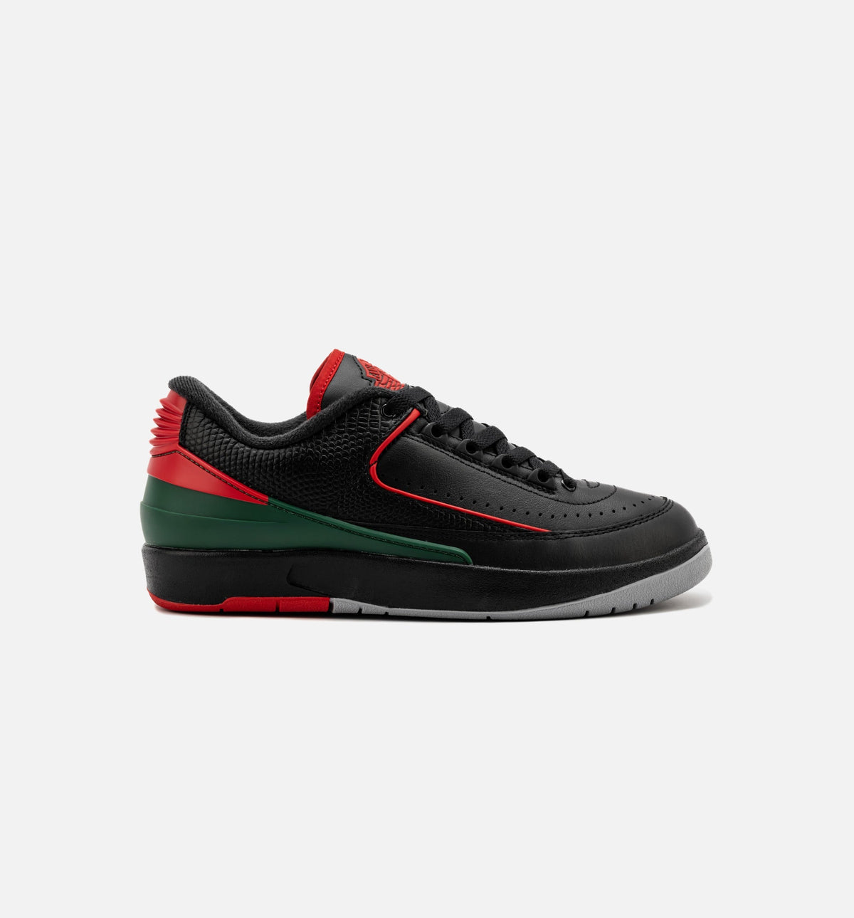 Air Jordan 2 Retro Low Christmas Grade School Lifestyle Shoes - Black/Fire Red/Cement Grey