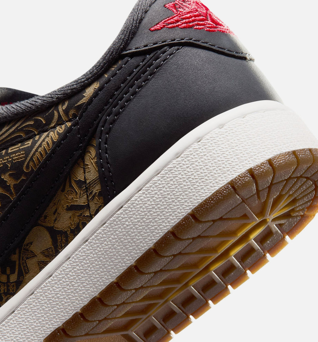 Air Jordan 1 Retro Low OG Laser Black And Varsity Red Grade School Shoes - Black Varsity Red White