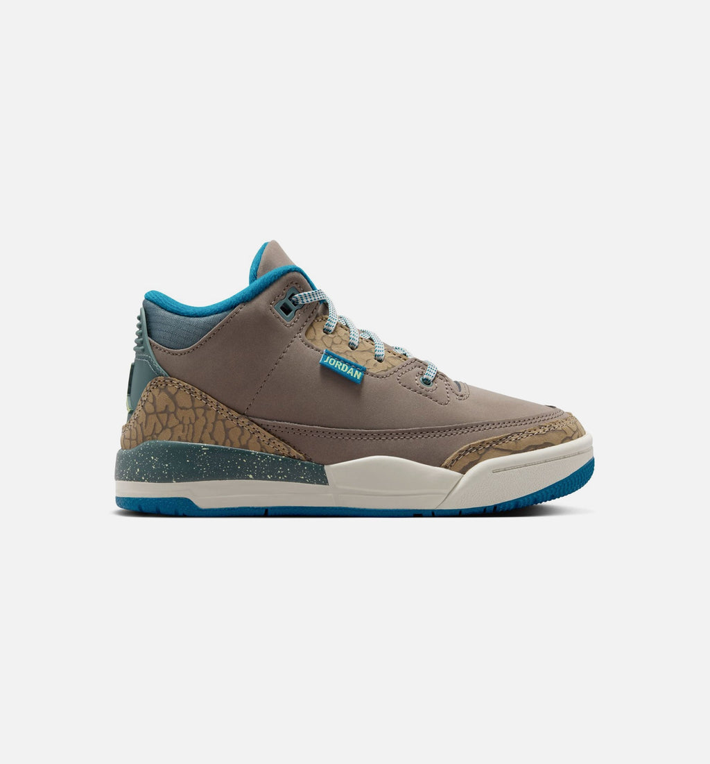 Air Jordan 3 Retro Olive Grey | Preschool Lifestyle Shoe | Olive Grey/Abyss/Khaki/Sea Glass