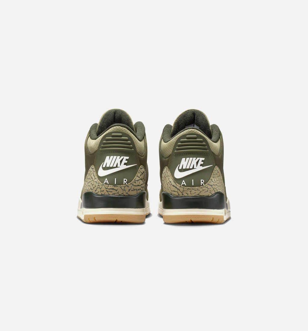 Air Jordan 3 Retro Medium Olive Men's Sneakers - Medium Olive / Light Olive / Sail / Dark Red