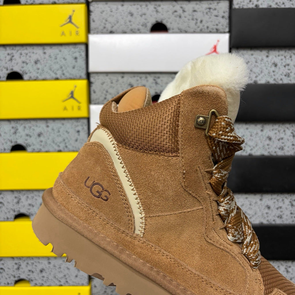 UGG Classic Hiker Women's Boot – Suede & Textile Hiker Boot with Shearling Lining, Braided Rope Lace & Classic Sunburst Sole in Chestnut