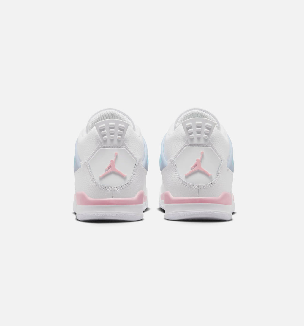 Air Jordan 4 Retro Medium Soft Pink Preschool Girls' Sneakers - White / Soft Pink / Blue