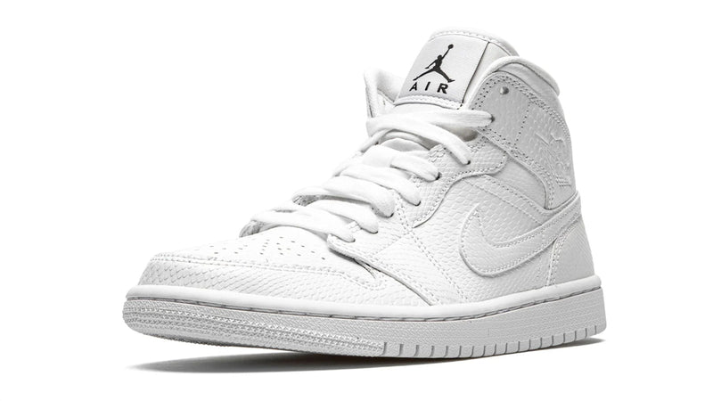 Air Jordan 1 Mid WMNS 'White Snakeskin' – Premium Snake-Textured Leather AJ1 Mid in White & Gold