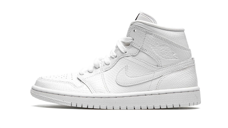 Air Jordan 1 Mid WMNS 'White Snakeskin' – Premium Snake-Textured Leather AJ1 Mid in White & Gold