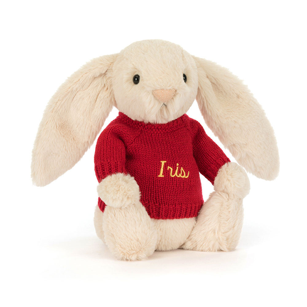 Bashful Luxe Bunny Willow with Personalized Red Jumper
