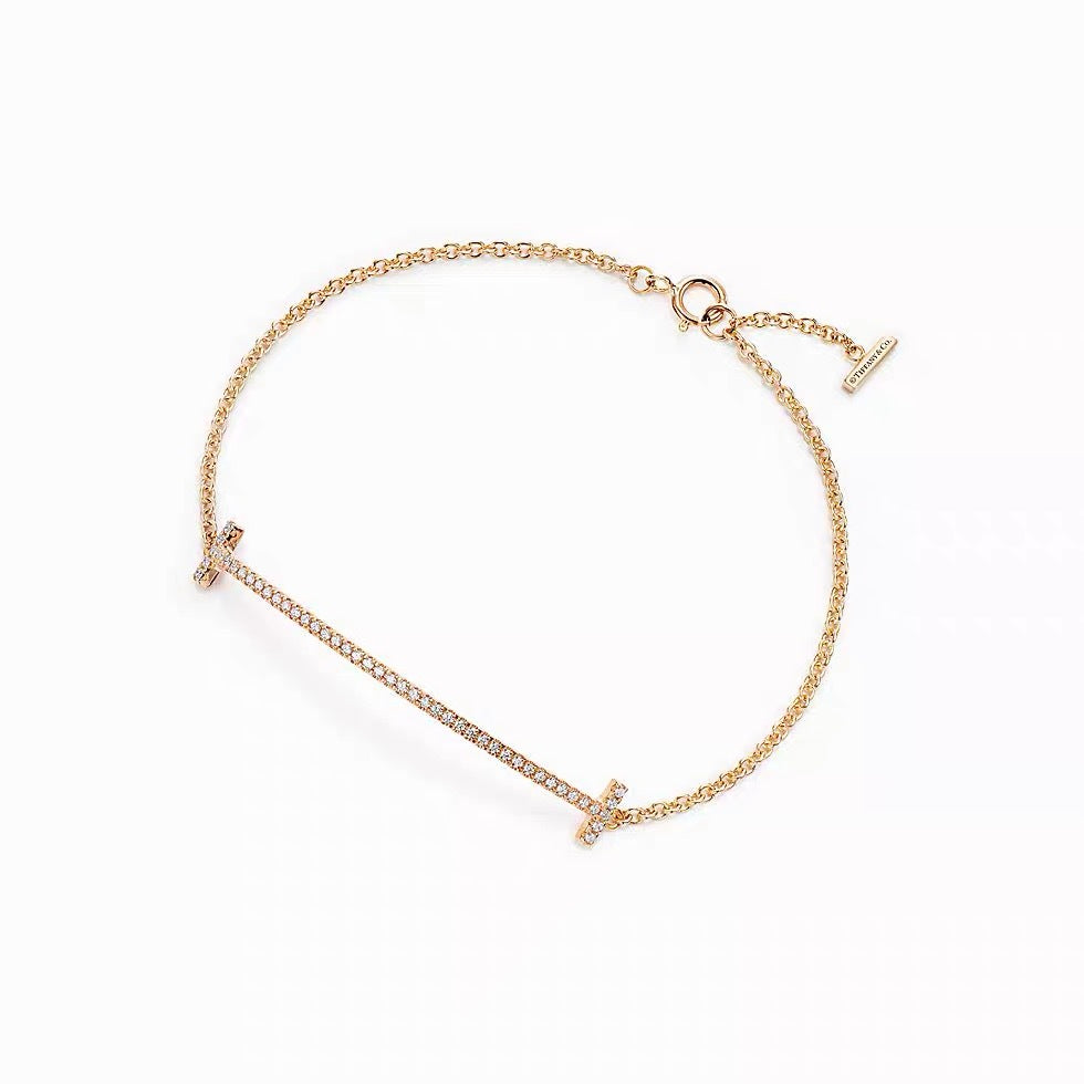 Tiffany Style Smile Cubic Zirconia 18K Gold-Plated Bracelet