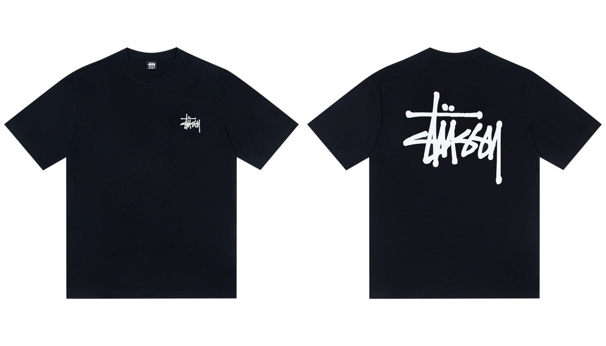 Stussy Front And Back Signature Script Short Sleeve Tee