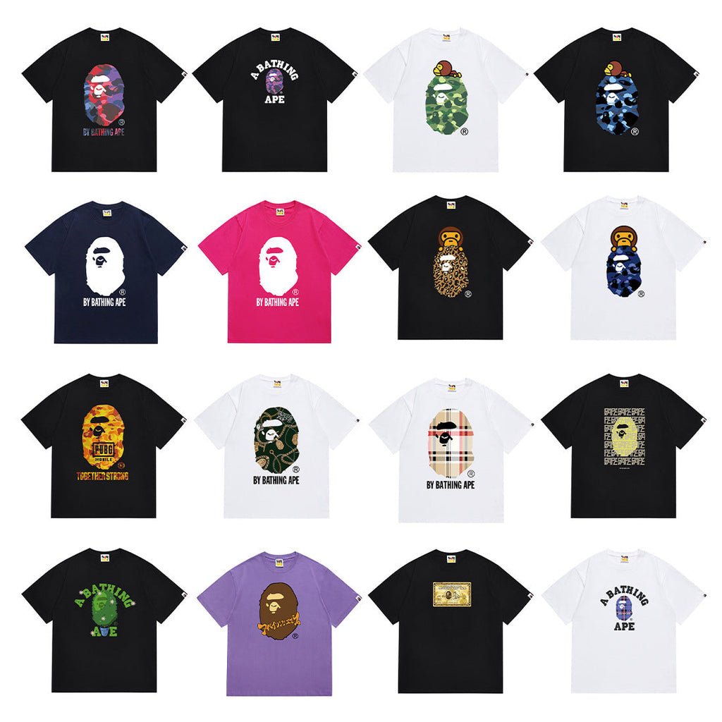 Bape Camo Ape Head Multi‑Color Crew Neck Streetwear Tee Unisex