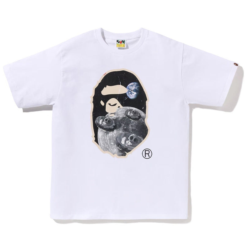 BAPE Ape Head Cartoon Print Loose Unisex Short Sleeve T-Shirt
